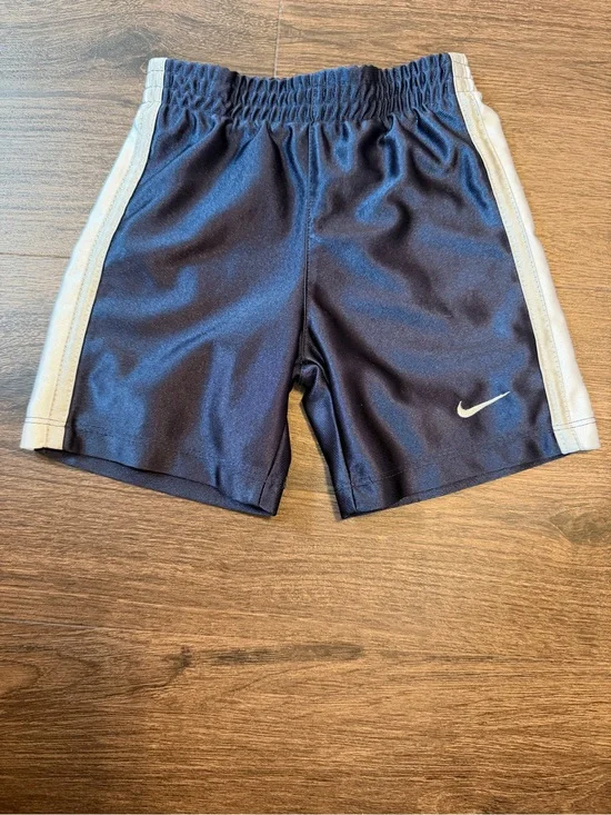 Nike Boys Navy Blue Athletic Shorts with White Side Stripes