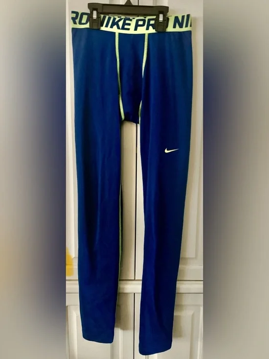 Boys NIKE PRO Royal Blue Full Length Training Athletic Tights - Boys Size XL