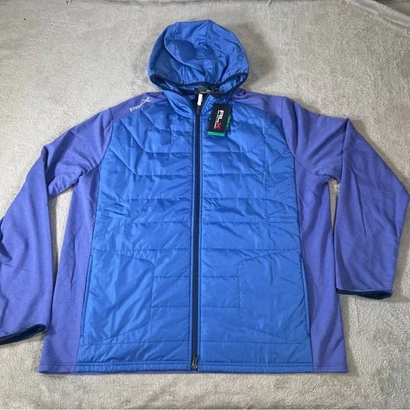 RLX‎ RAPLH LAUREN Wool Golf Hybrid Jacket Men’s XXL Hooded Quilted Full Zip NWT