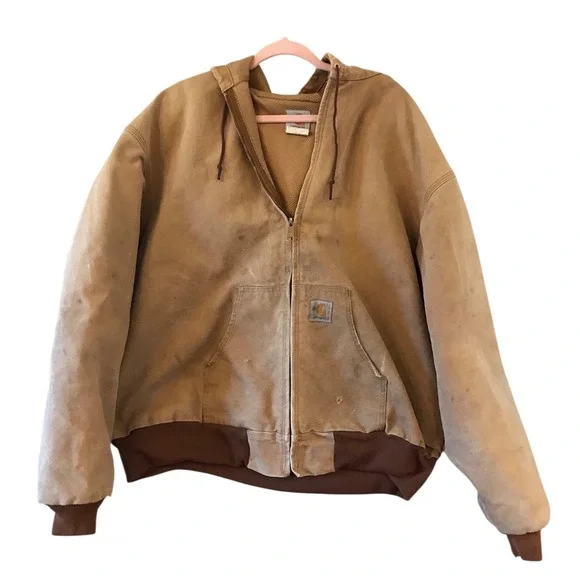 Vintage Carhartt J03 Hooded‎ Jacket Brown 4XL Thermal Lined USA Union Made