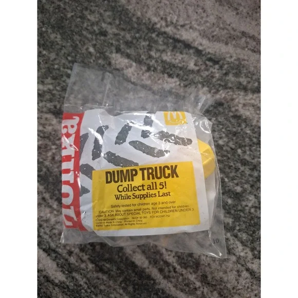 McDonalds Tonka Dump Truck Toy Vintage 90s Happy Meal Sealed Yellow Plastic 1992