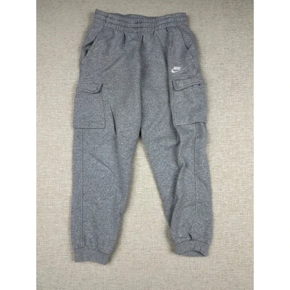 Nike Boys XL Grey Fleece Cargo Jogger Sweatpants Sportswear Pants
