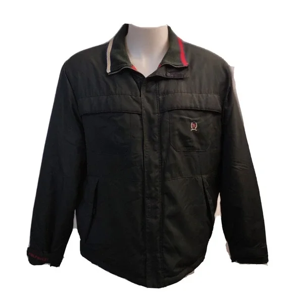 Tommy Hilfiger Jacket L Mens Size Large Vintage Coat Logo‎ RN 77806 Green