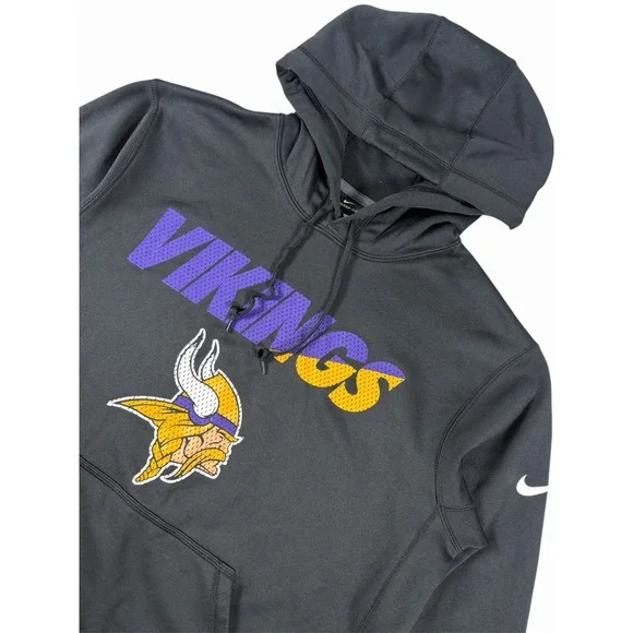 Nike Minnesota Vikings Therma-FIT Hoodie Mens Medium Black Purple Gold NFL