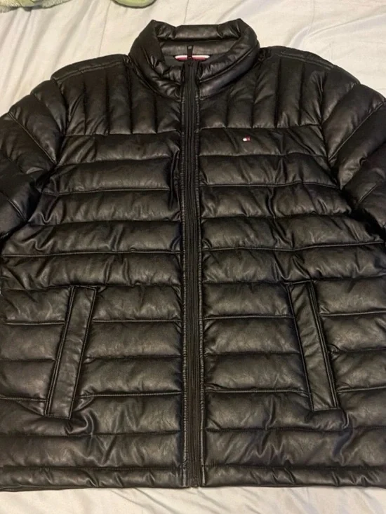 NWOT Tommy Hilfiger Men’s Faux Leather Quilted Puffer Jacket