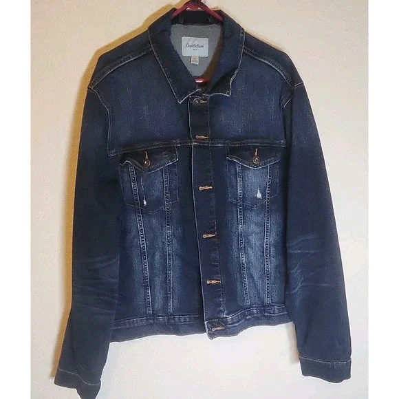 Goodfellow & Co Men's Blue Denim Jacket XL Button Front Pockets Point Collar