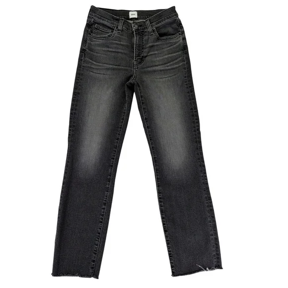 Edwin Bree Slim Straight Jeans Womens 25‎ Ash Black Faded Raw Hem Made in USA