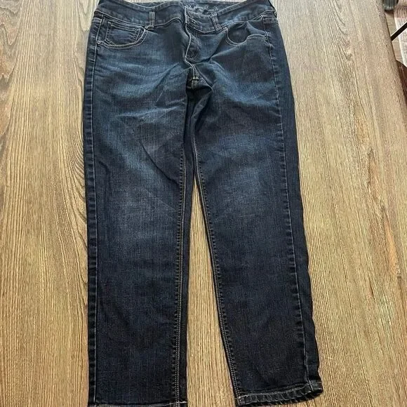 NY&C Womens Slim Slouch Jeans Straight Mid Rise Denim Dark Wash Blue Size 10