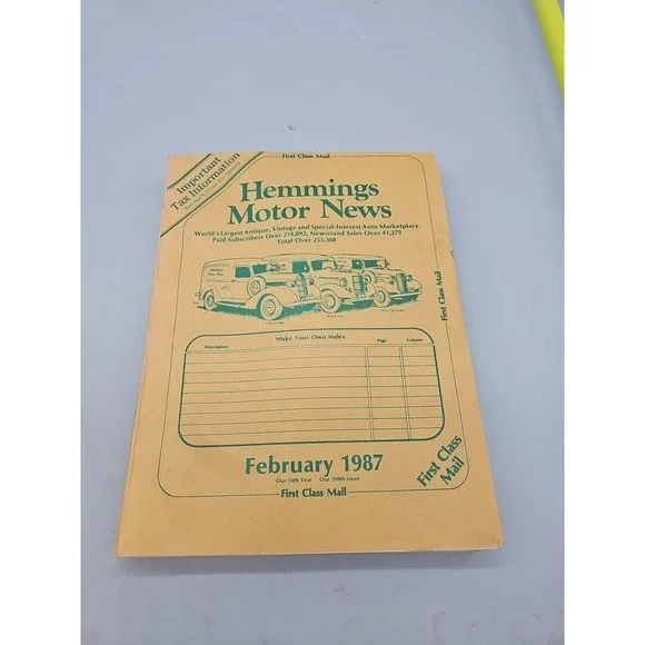 Vintage Hemmings Motor‎ News Antique Auto Marketplace January 1987 Magazine