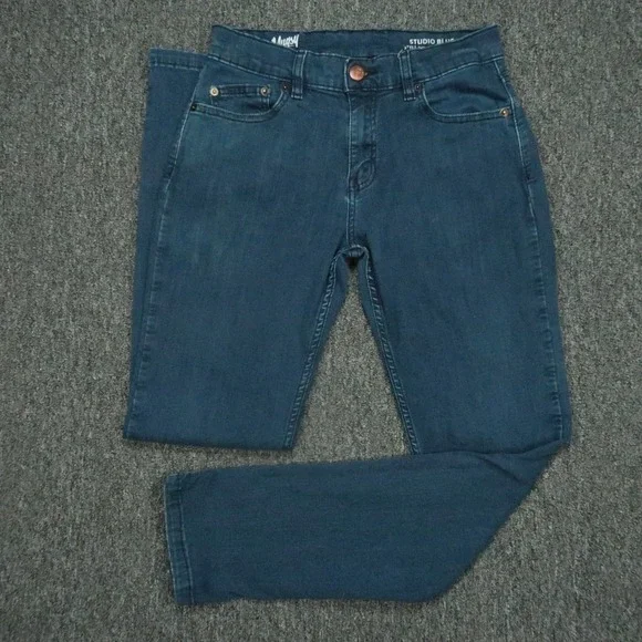 Mugsy Jeans Mens 31x32 Studio Blue 5 Pocket Straight Stretch‎ Medium Wash