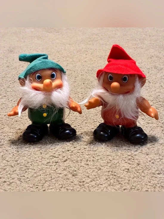 Set Of 2 Vintage Elf Gnome Rubber Dwarf Japan Lot RARE