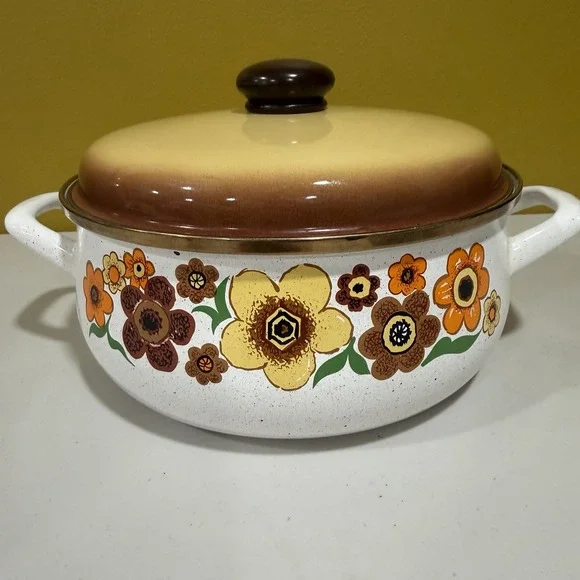 VTG SEARS *Harvest Blossom* Enamelware Large 10