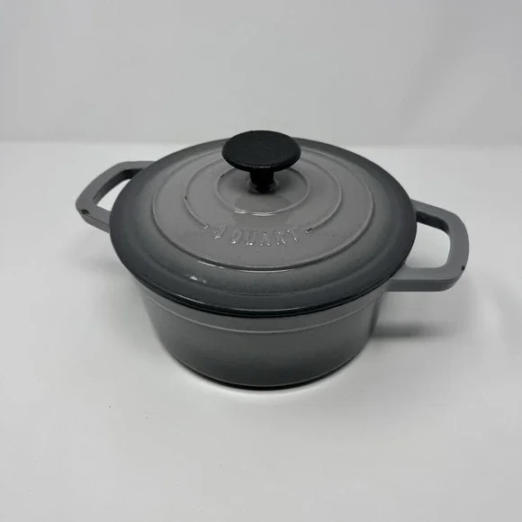 Smith Clark Ironworks 3 Quart/2.8 L Cast Iron Dutch Oven‎ Gray Enameled Pot