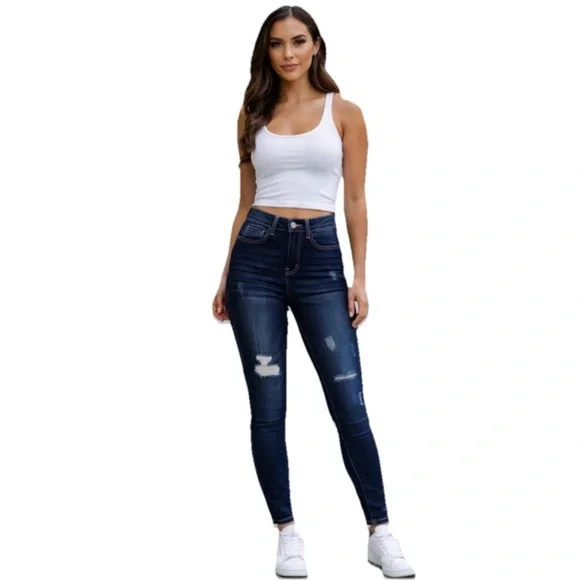 Black Pearl Denim Los Angeles Indigo Women’s  Blue Distressed Skinny Jean Size 3