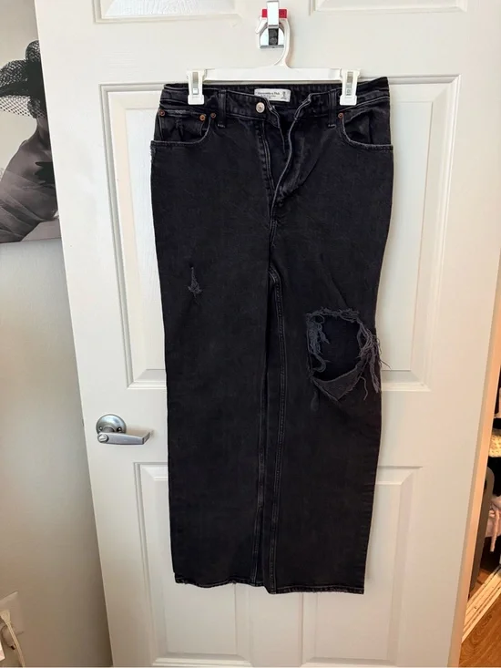 Abercrombie & Fitch Washed Black High-Rise Jeans