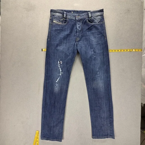 Diesel Jeans Mens 32x32 Blue Heeven Slim Tapered Made in Italy Button Fly 008II