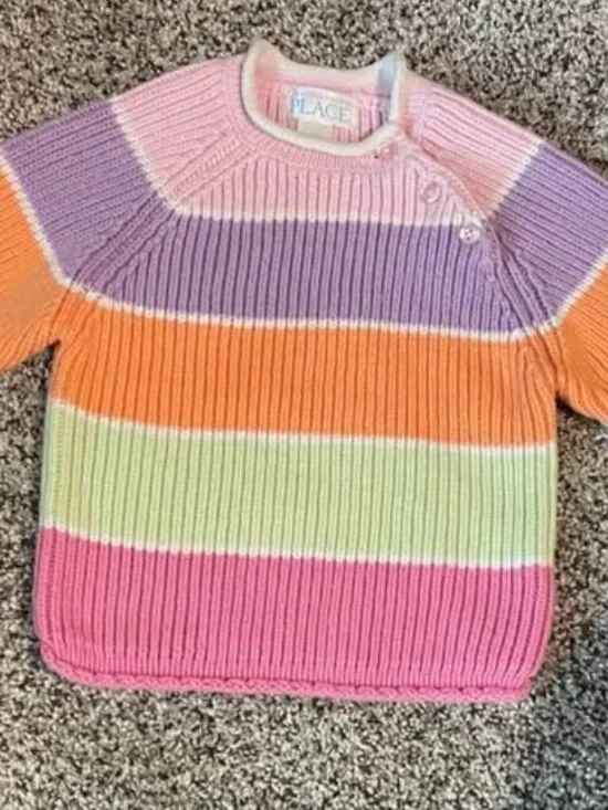 The Children's Place Pastel Striped Ribbed Sweater - Pink/Multicolor
