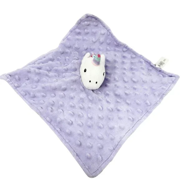 Childrens Place Bundles Baby Place‎ Lovey Unicorn Purple Minky Dot Satin  11.5