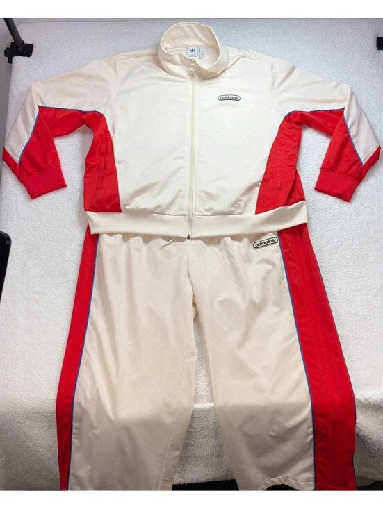 Adidas Originals Women’s 3XL Luxury Tracksuit Wonder White / Red Matching Set