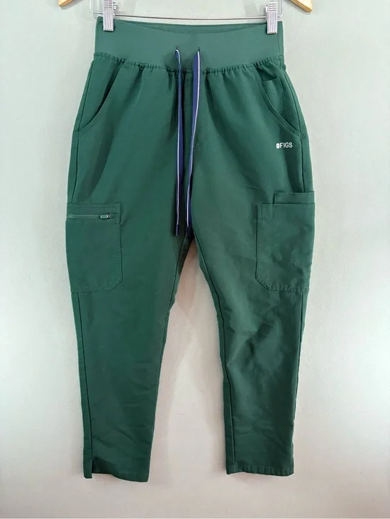 Figs Technical Collection Scrub Pants Womens Small Green w Drawstring
