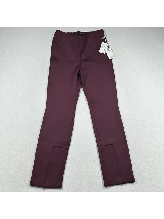 Good American Scuba Boss Pull On Slim Fit Pant Oxblood Ankle Zip Size L NWT