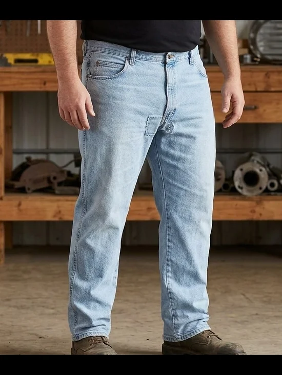 Wrangler Men's Big & Tall Jeans 48x30 Light Wash Worn-In Repaired Distressed