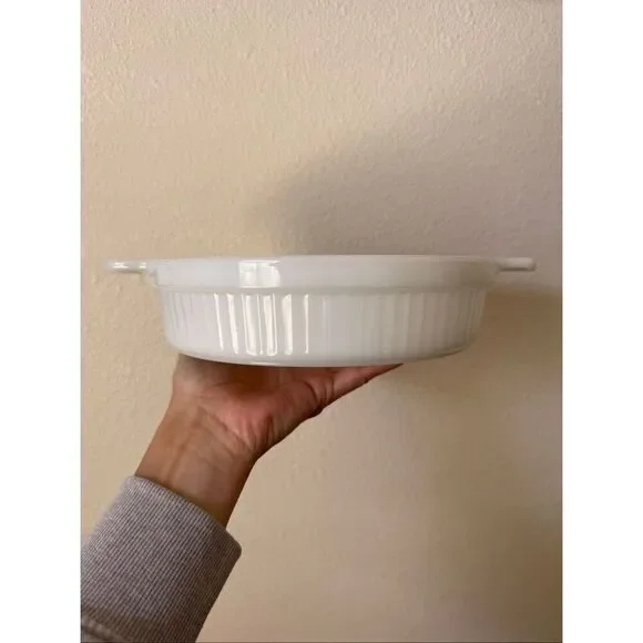 Anchor Hocking Fire King 1 qt white ribbed pie tart dish kitchen baking vintage