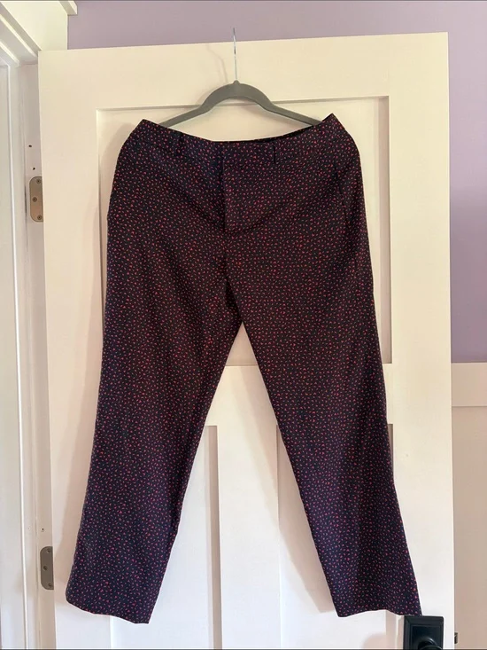 Banana Republic Navy Pants with Red Dot Print