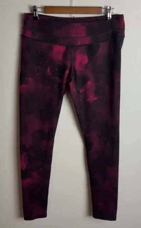 Lucy Athletic Leggings Burgundy Black Abstract Yoga Pants Size Large Women’s