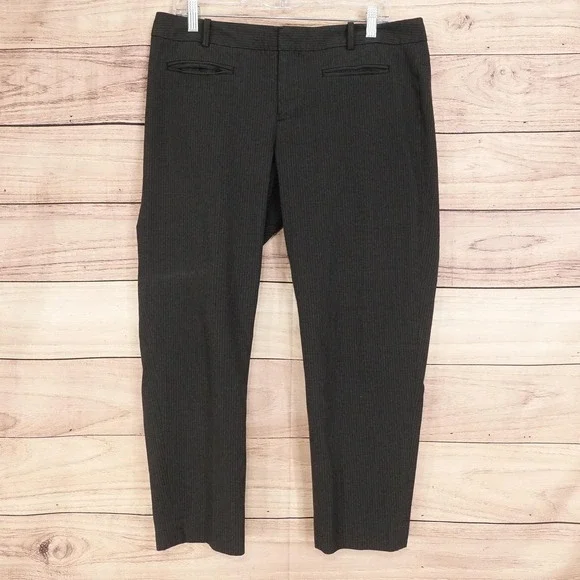 Gap Pants Womens 12R Gray Slim Cropped Stripe Twill Stretch Pockets 35x25
