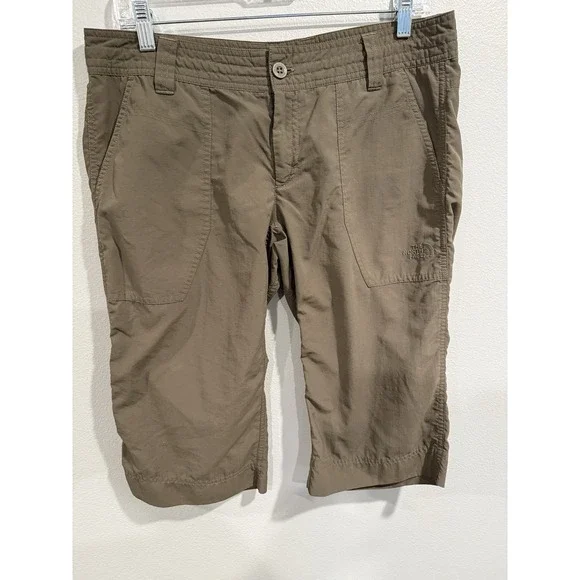 THE NORTH FACE‎ Size 14 Capri Khaki Hiking Pants Nylon Cargo Lightweight