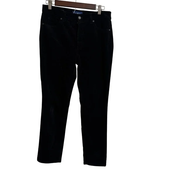 Talbots Black Velvet High Waist Straight Leg‎ Pants Womens Size 6P
