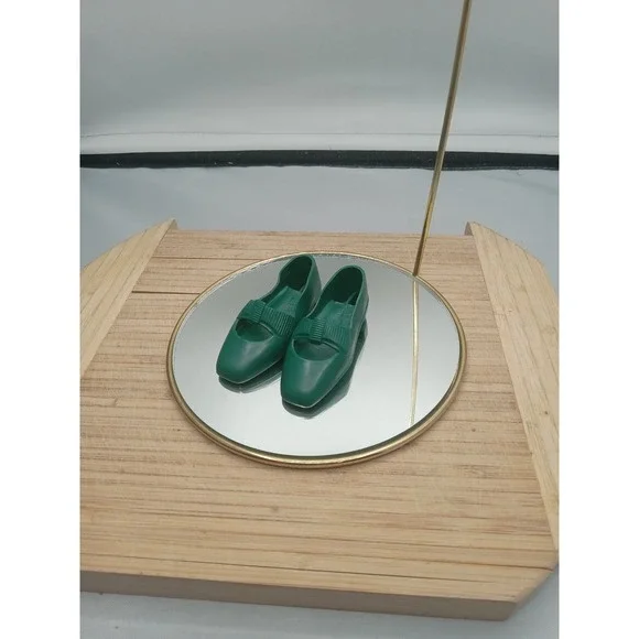 Vintage Ideal Crissy Family Dolls Original Hunter‎ Green Bow Flat Shoes