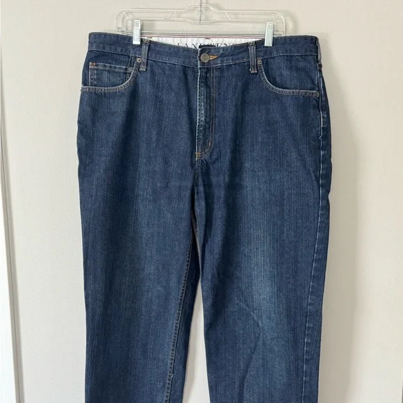 Lands End Jeans Mens 38x31 Dark Wash Denim Traditional Fit Tapered Leg