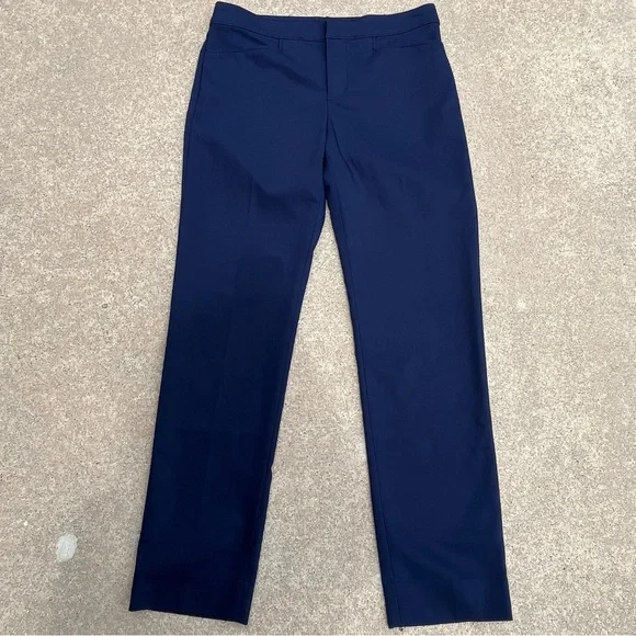 Chaps Classic Straight Leg Chino Pants Women 6 Navy Blue‎ Cotton Blend 32x29