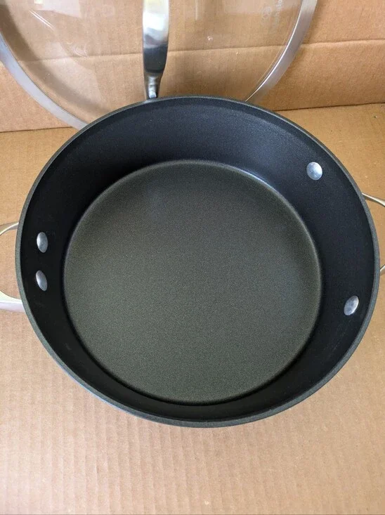 Cephalon Nonstick Sauté Pan with Glass Lid  Black & Stainless Steel 3 Quart