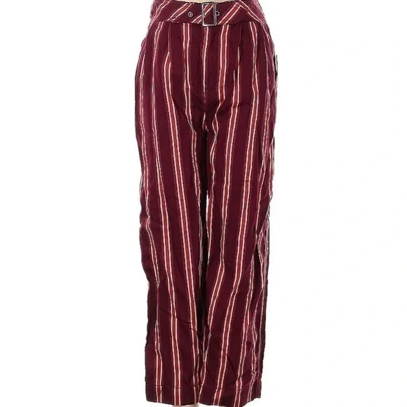 FREE PEOPLE STRIPE HIGH WAISTED PANT