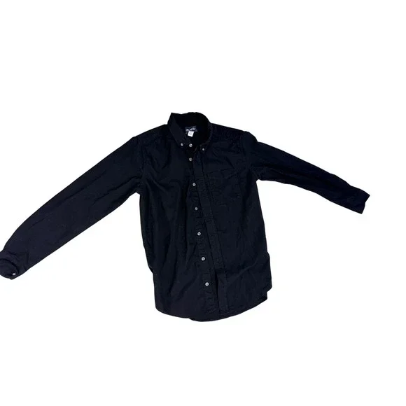 The Childrens Place Boys Shirt Black Button Down Sz XXL 16 Oxford Long Sleeve