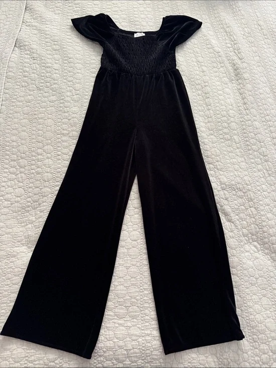 The Children's Place Black Velvet Girls' Wide-Leg Jumpsuit