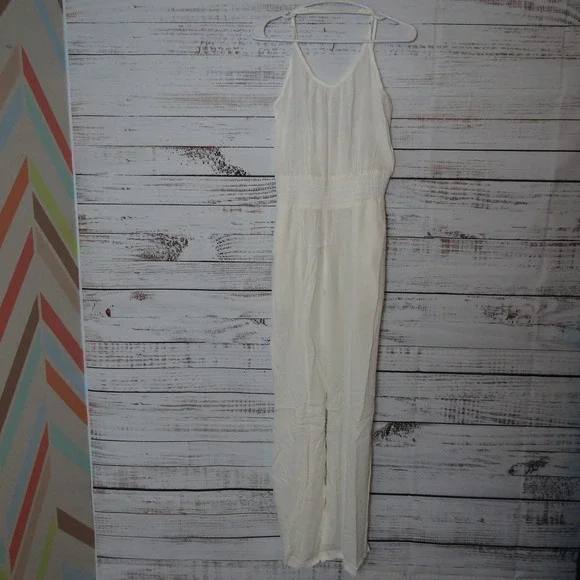 prAna Jumpsuit Womens Small White Fernie Wide Leg Sleeveless Tencel Modal Summer