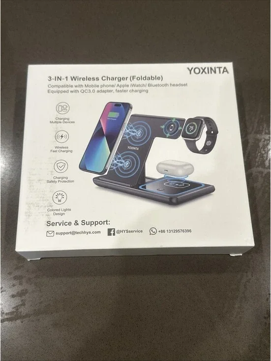 Yoxinta 3-In-1 Wireless I Phone Fast Charger Foldable
