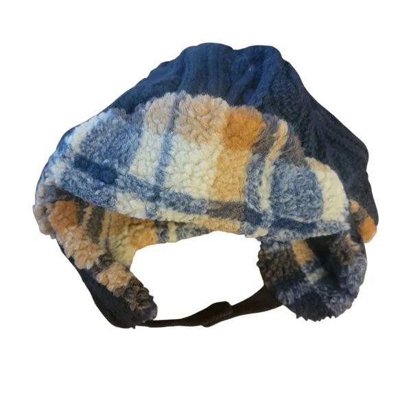 Cozy Blue and Tan Kids Winter Hat