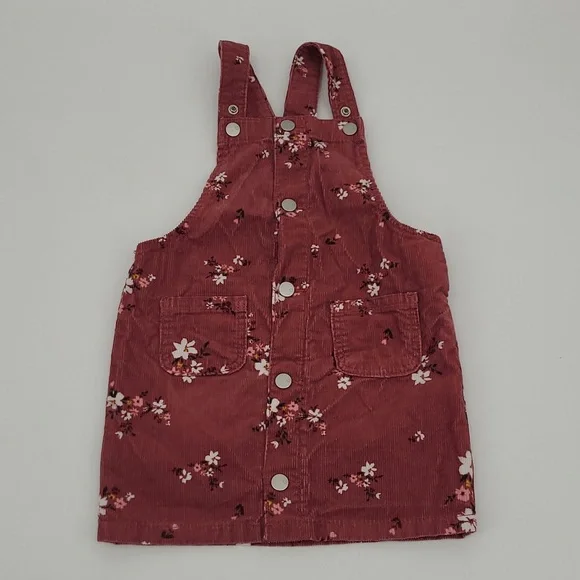 The Children's Place Pink Floral Corduroy Overall/Dress‎ Size 4T
