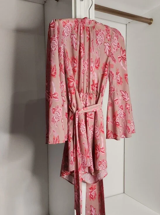 Floral Pink Belted Romper