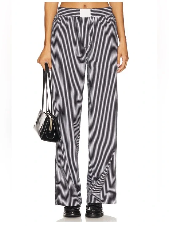 Lioness Black & White Pinstripe Wide Leg Pants Size Small