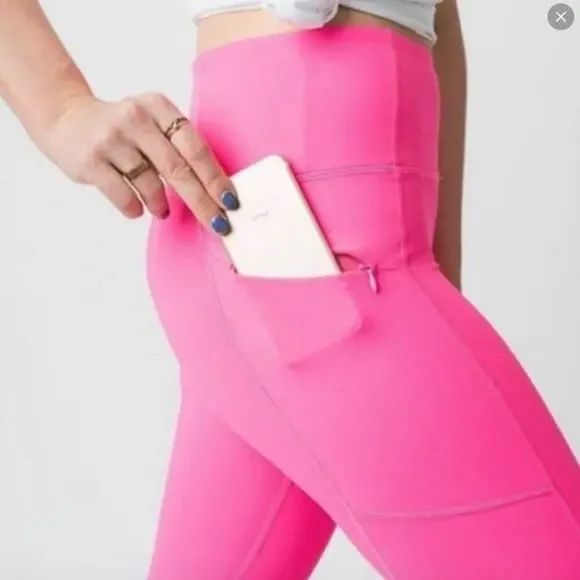 Zyia Active Hot Pink Zipper‎ Pocket Light N Tight Hi-Rise Crop 17”.