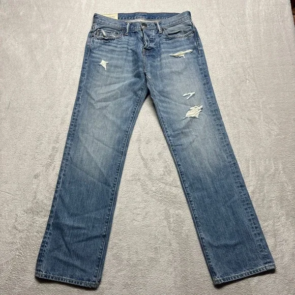 Y2K Abercrombie & Fitch Mens Distressed Straight Leg Jeans 30x30 Button Fly