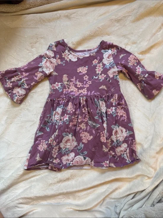 The Children's Place Purple Floral Bell-Sleeve Casual Dress