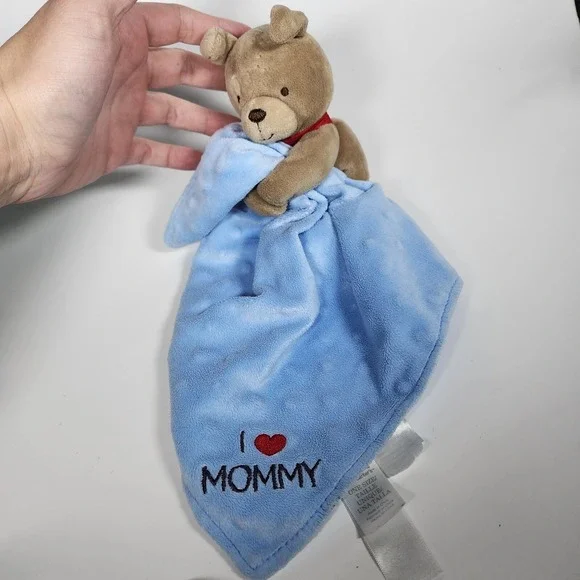 CHILD OF‎ MINE CARTERS Lovey Security Dog Blue Blanket I Love Mommy Rattle Satin