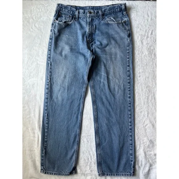 Carhartt Mens Relaxed Fit Straight Leg Blue Denim Jeans 38x32 B460W Medium Wash